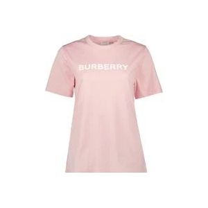 Burberry Logo Print Katoenen T-shirt , Pink , Dames , Maat: S