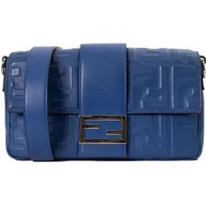 Fendi Vintage, Dames, Pre-owned, Blauw, Maat: ONE Size Leer,