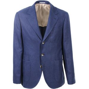 Brunello Cucinelli, Heren, Jassen, Blauw, Maat: L Linnen,