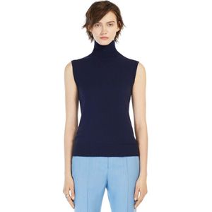 Sportmax, Dames, Tops, Blauw, Maat: L Wol,