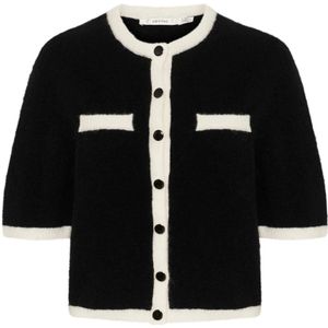 Gestuz - Contrast Cardigan - Zwart - Alpaca Wol - Boxy Fit