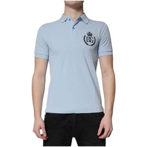Dolce & Gabbana - Polo T-shirt - Lichtblauw - Katoen - Regular Fit