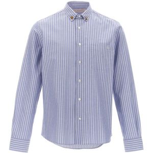 Valentino Garavani, Heren, Overhemden, Blauw, Maat: L Katoen,