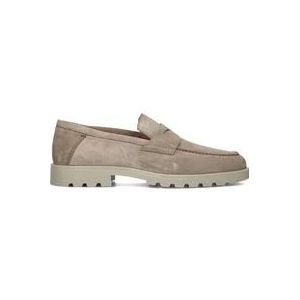 Santoni Taupe Suède Penny Loafer Schoenen , Beige , Heren , Maat: 42 1/2 EU