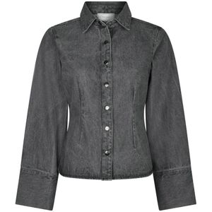 Neo Noir, Dames, Blouses & Shirts, Grijs, Maat: XS Denim,
