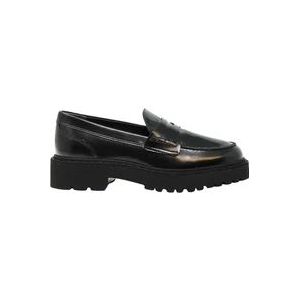 Hogan Suede Loafers , Black , Dames , Maat: 38 1/2 EU