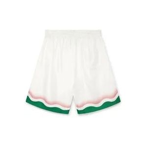 Casablanca Ping Pong Zijden Shorts , White , Heren , Maat: XL