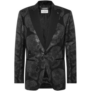 Philipp Plein, Heren, Jassen, Zwart, Maat: M Satijn,