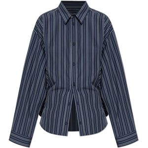 Balenciaga, Dames, Blouses & Shirts, Blauw, Maat: M Katoen,