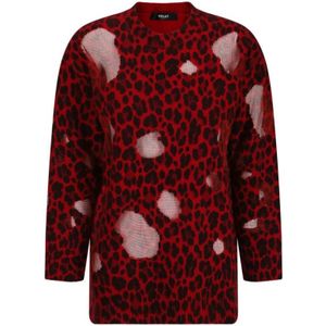 Versace Luipaardprint Wollen Pullover Sweater , Red , Dames , Maat: XS