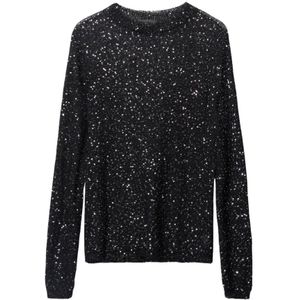 Roberto Collina, Dames, Truien, Zwart, Maat: M Katoen,