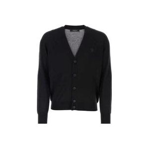 Versace Zwarte wollen blend cardigan , Black , Heren , Maat: M