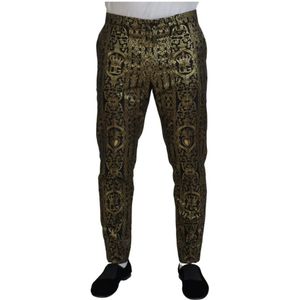 Dolce & Gabbana - Zwarte Gouden Jacquard Jurkbroek - Veelkleurig - Heren