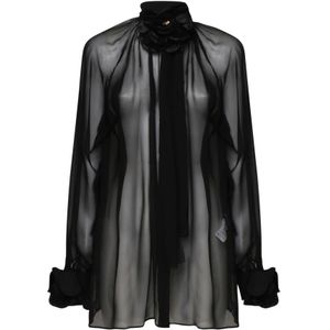 Dolce & Gabbana, Dames, Blouses & Shirts, Zwart, Maat: XS Chiffon,
