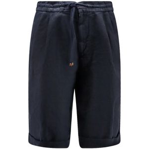 Brunello Cucinelli, Heren, Korte broeken, Blauw, Maat: S Linnen,