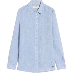 Weekend Max Mara, Dames, Blouses & Shirts, Blauw, Maat: XL Linnen,