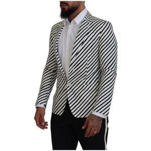 Dolce & Gabbana - Witte Gestreepte Blazer - Heren - Zwart - Katoen