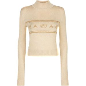 Chiara Ferragni Collection, Dames, Truien, Beige, Maat: S Wol,