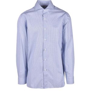 Luigi Borrelli Napoli, Heren, Overhemden, Blauw, Maat: M Katoen,