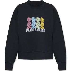 Palm Angels, Heren, Sweatshirts & Hoodies, Zwart, Maat: L Katoen,
