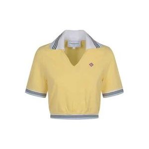 Casablanca Cropped Pique Polo Hemden , Yellow , Dames , Maat: S