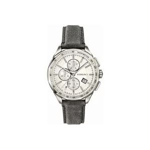 Versace Heren Chronograaf Leren Horloge , Gray , Heren , Maat: ONE Size