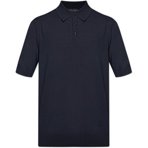 Dolce & Gabbana - Wool Polo - Blauw - Heren - Korte Mouwen