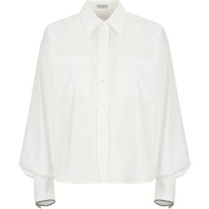 Brunello Cucinelli, Dames, Blouses & Shirts, Wit, Maat: M Katoen,