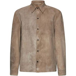 Salvatore Santoro, Heren, Jassen, Beige, Maat: 2XL Suède,
