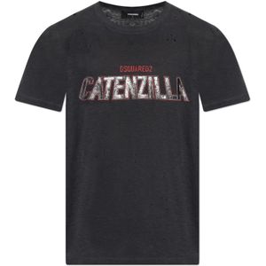 Dsquared2, Heren, Tops, Grijs, Maat: L Katoen,