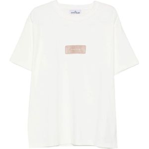 Stone Island, Heren, Tops, Wit, Maat: L