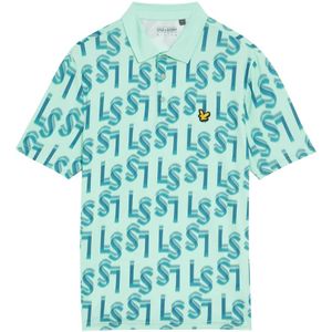 Lyle & Scott Golf LS Monogram Gedrukt Polo Shirt - Blauw