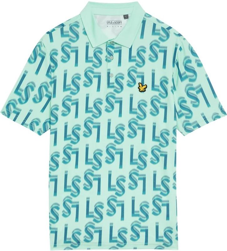 Lyle & Scott Golf LS Monogram Gedrukt Polo Shirt - Blauw