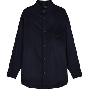 Emporio Armani, Heren, Overhemden, Blauw, Maat: S Wol,