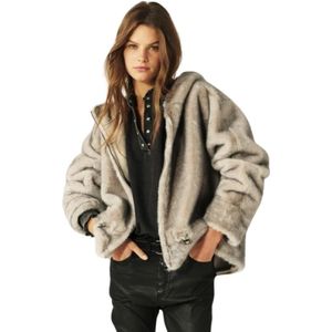 Ba&Sh - Faux Fur Jas - Grijs - 100% Polyester