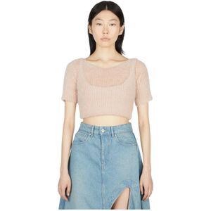 MM6 Maison Margiela, Dames, Tops, Beige, Maat: L Polyamide,