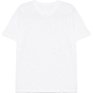 120% Lino, Heren, Tops, Wit, Maat: M Linnen,