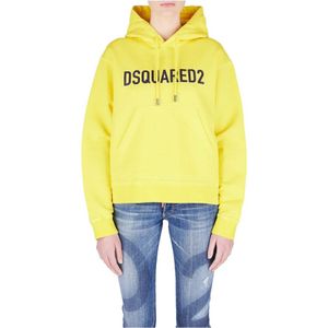 Dsquared2, Heren, Sweatshirts & Hoodies, Geel, Maat: 2XS Katoen,