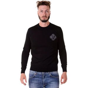 Versace Jeans Couture, Heren, Sweatshirts & Hoodies, Zwart, Maat: XL Wol,