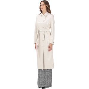 Elisabetta Franchi, Dames, Mantels, Beige, Maat: S Leer,