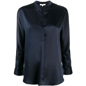 Vince, Dames, Blouses & Shirts, Blauw, Maat: L Zijde,