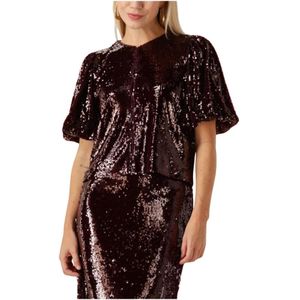 Y.a.s - Royalina - Pailletten Top - Bruin - Polyester