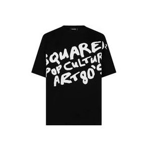 Dsquared2 Zwart Grafisch Print T-shirt , Black , Heren , Maat: 2XL