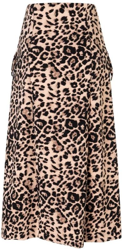 Ana Alcazar - 061504-3736 - Rok - Bruin - Midi-model - All-over Luipaardprint