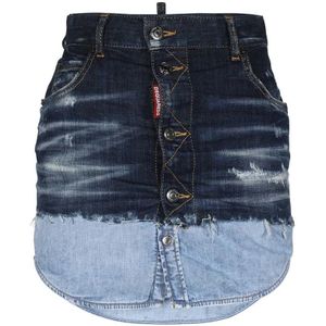 Dsquared2, Dames, Rokken, Blauw, Maat: 3XS Katoen,
