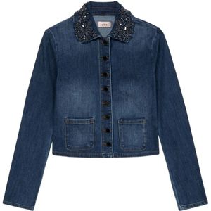 Oltre, Dames, Jassen, Blauw, Maat: S Denim,