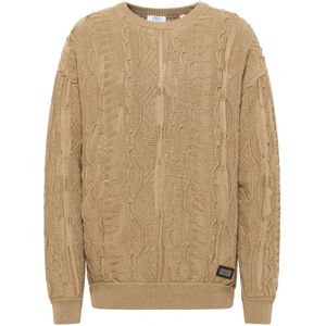 Carlo Colucci - Dima - Geborduurde Gebreide Trui - Beige - Heren