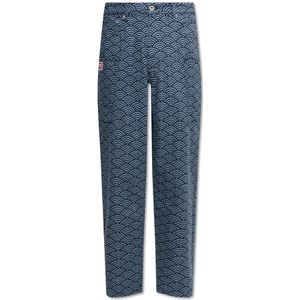 Kenzo - Jeans - Navy Blue - Katoen - Geometrisch Patroon - Rechte Pasvorm