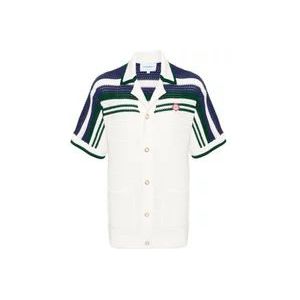 Casablanca Gestreept Gehaakt Tennisshirt , White , Heren , Maat: XL