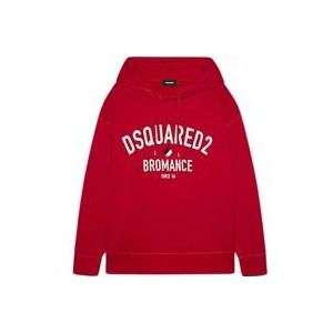 Dsquared2 Oversized Katoenen Sweatshirt met Capuchon , Red , Heren , Maat: L